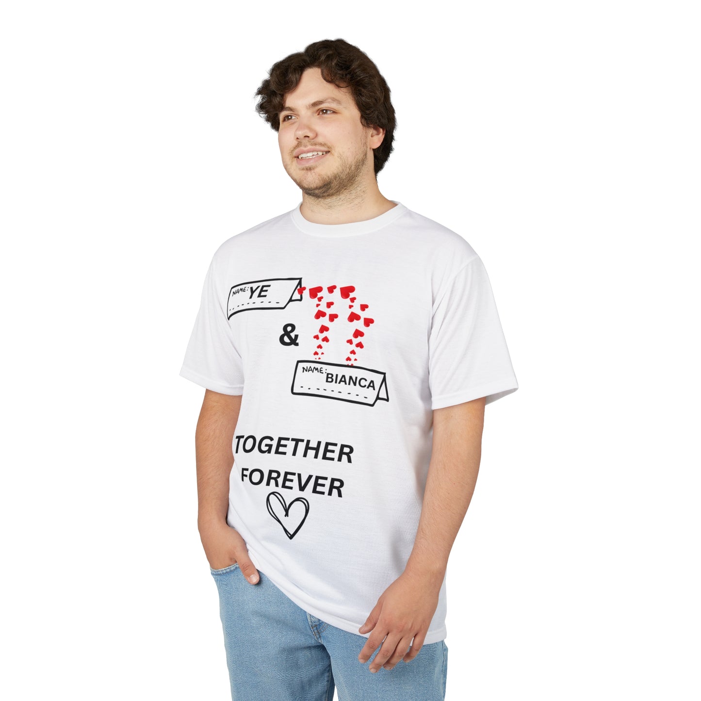 Ye & Bianca Heartfelt Couple's Tee, Unisex Cut & Sew Shirt, Together Forever Love T-Shirt, Romantic Gift for Him/Her, Anniversary & Valentine's Day