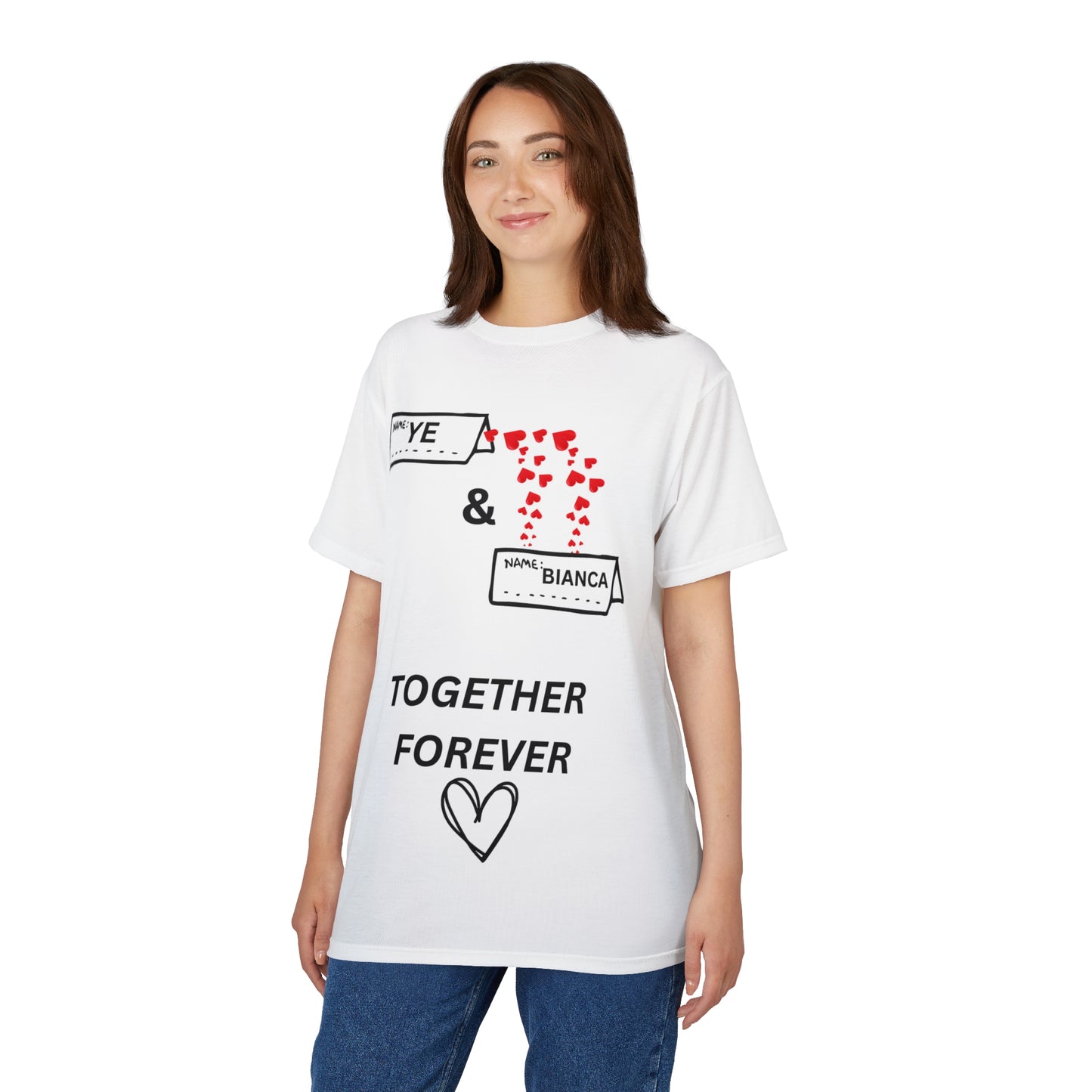 Ye & Bianca Heartfelt Couple's Tee, Unisex Cut & Sew Shirt, Together Forever Love T-Shirt, Romantic Gift for Him/Her, Anniversary & Valentine's Day