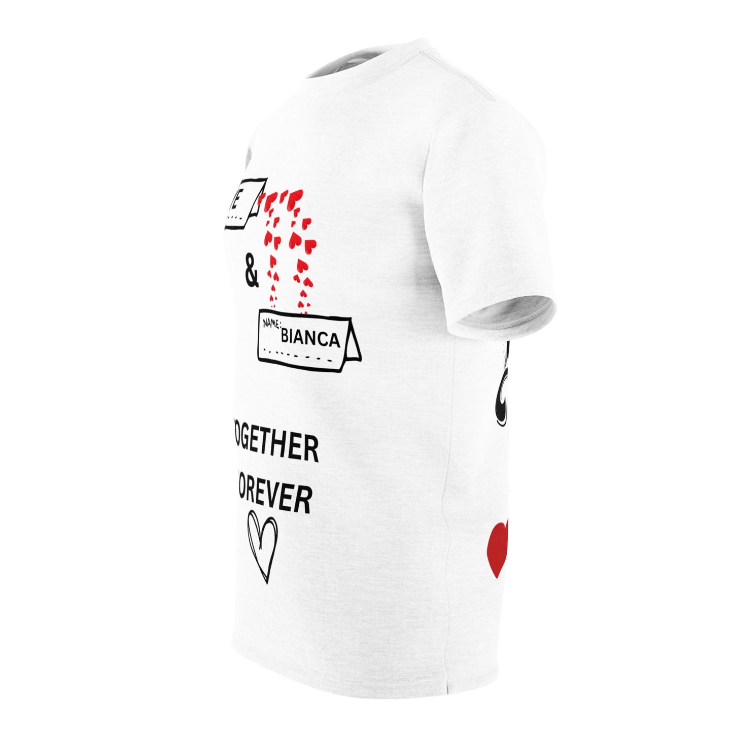 Ye & Bianca Heartfelt Couple's Tee, Unisex Cut & Sew Shirt, Together Forever Love T-Shirt, Romantic Gift for Him/Her, Anniversary & Valentine's Day