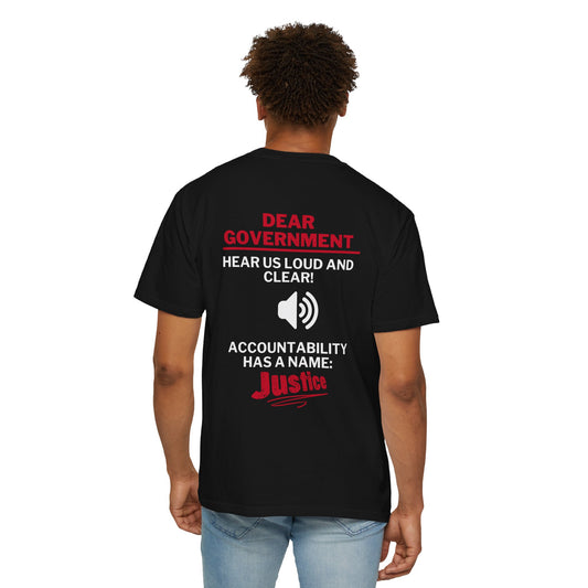 Dear Gov Political Statement Unisex T-Shirt - "Dear Gov" Accountability Design