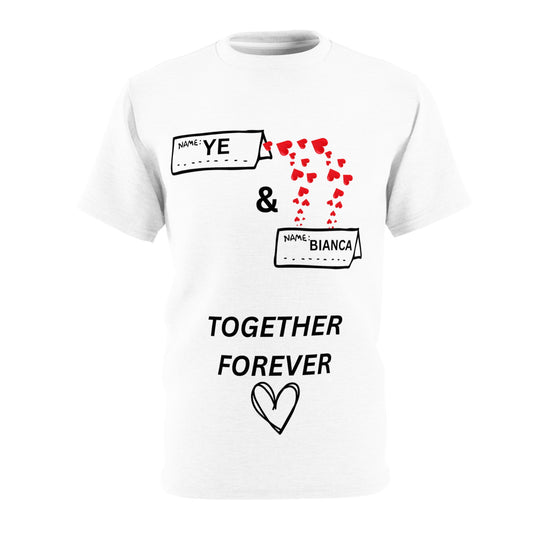 Ye & Bianca Heartfelt Couple's Tee, Unisex Cut & Sew Shirt, Together Forever Love T-Shirt, Romantic Gift for Him/Her, Anniversary & Valentine's Day
